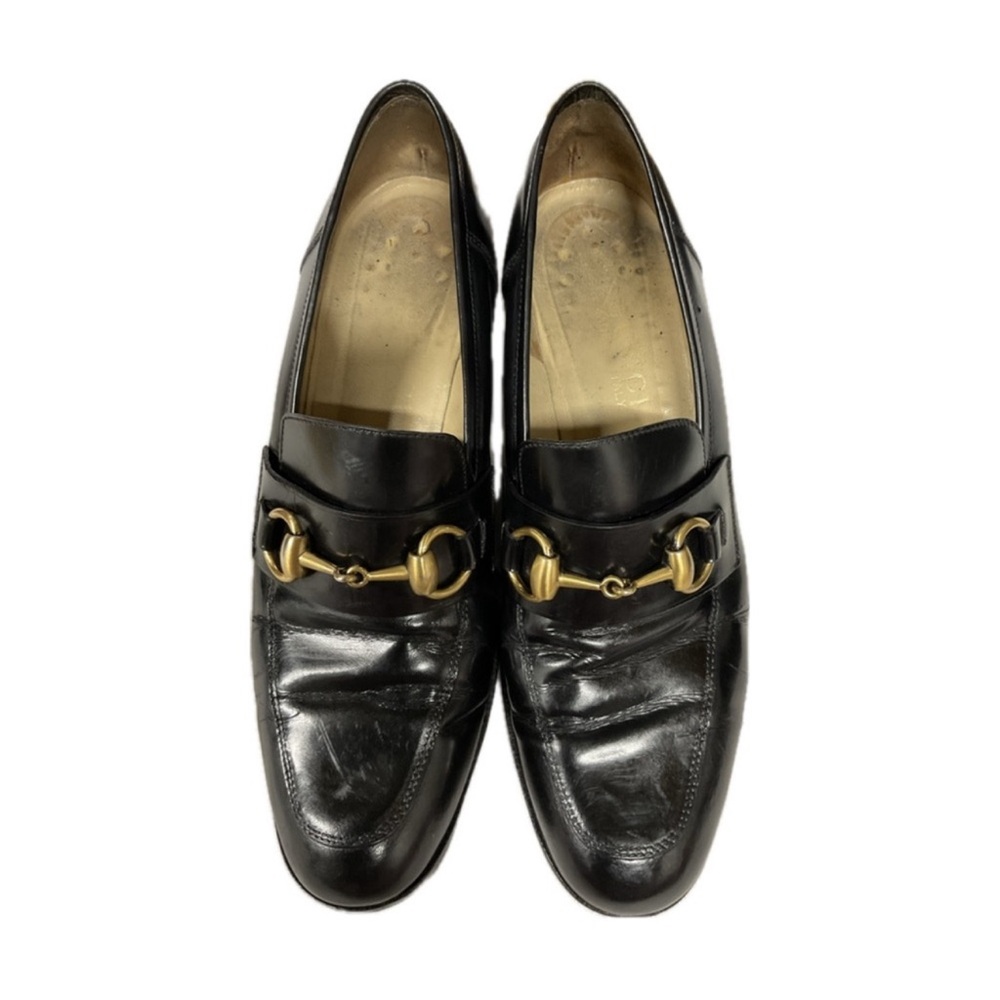 Gucci Black Leather Mid Heel Horsebit Loafers - Picture 3 of 6